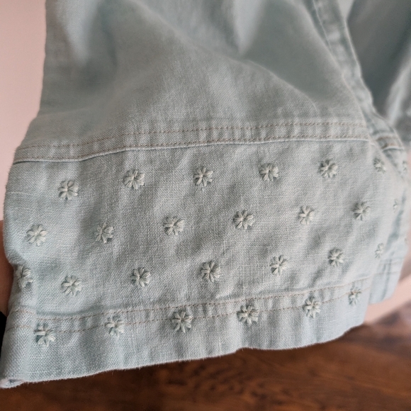 Women's J.jill Linen With EmbroiderybLight Blue Wide-Leg Pants XS - Picture 3 of 5